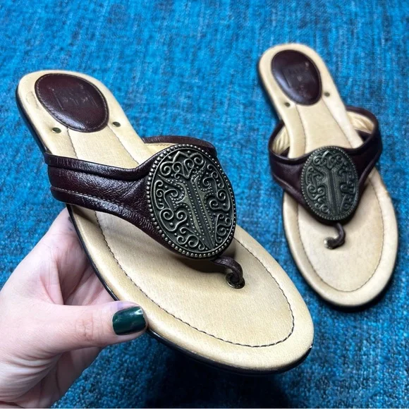 Frye Shoes Frye Dani Metal Thong Sandals Flip Flops In Brown